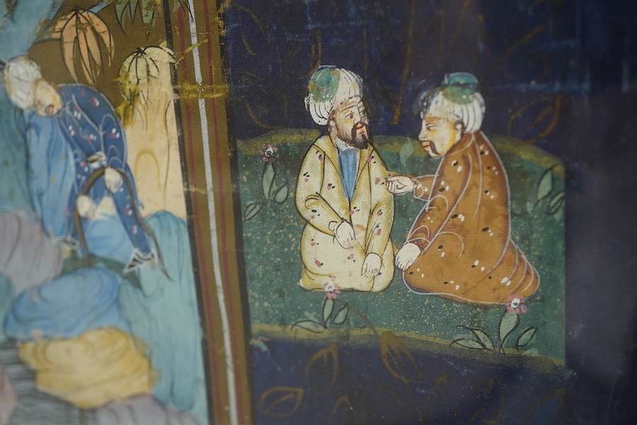 A framed Persian gouache, 39cm x 49cm